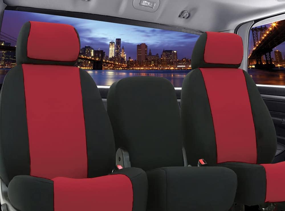 Custom Fit Pickup Truck Neoprene Front Seat Covers Red Rose & Black K66732