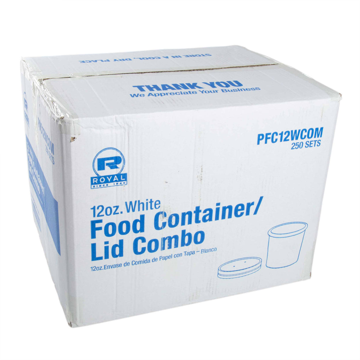 White 12 oz Paper Food Container and Lid Combo U971827