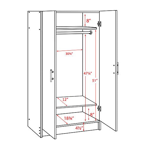 Gray 32" Storage Cabinet with Hanging Rail and Shelves H761