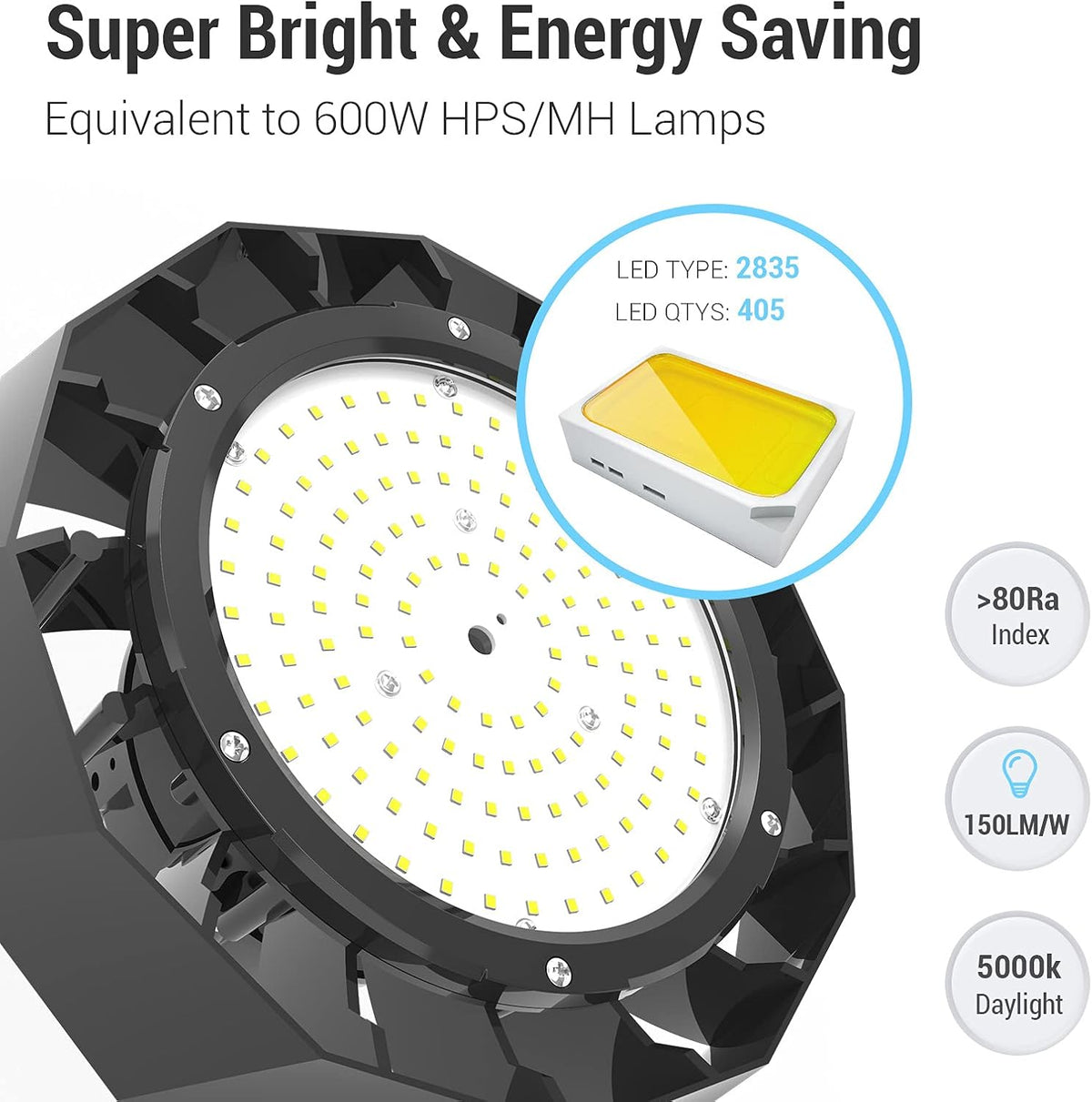 150W LED High Bay Light 5000K Dimmable Pack of 2 L343539