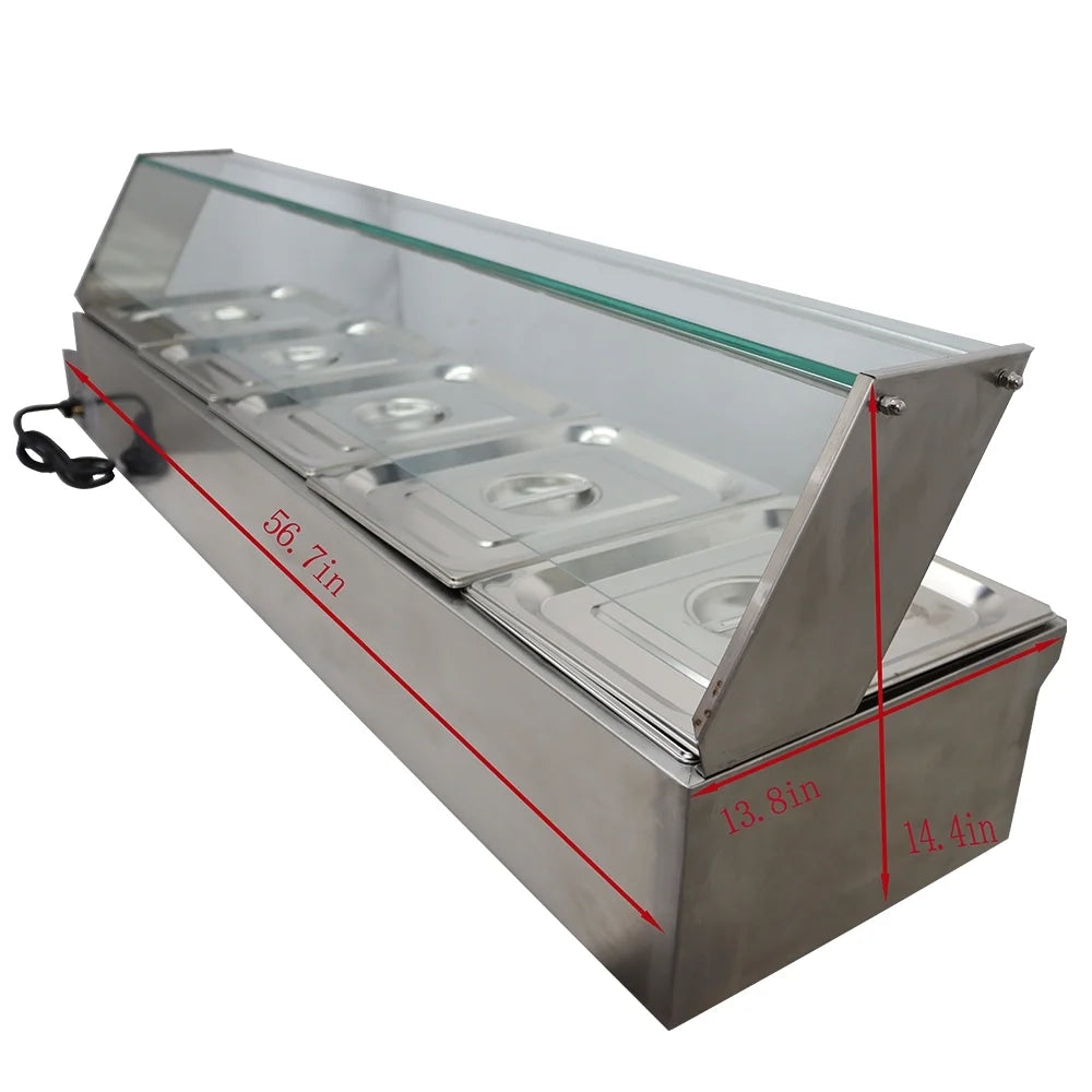 Commercial Canteen Electric Food Warmer 5 Pots Plus Deep P332984