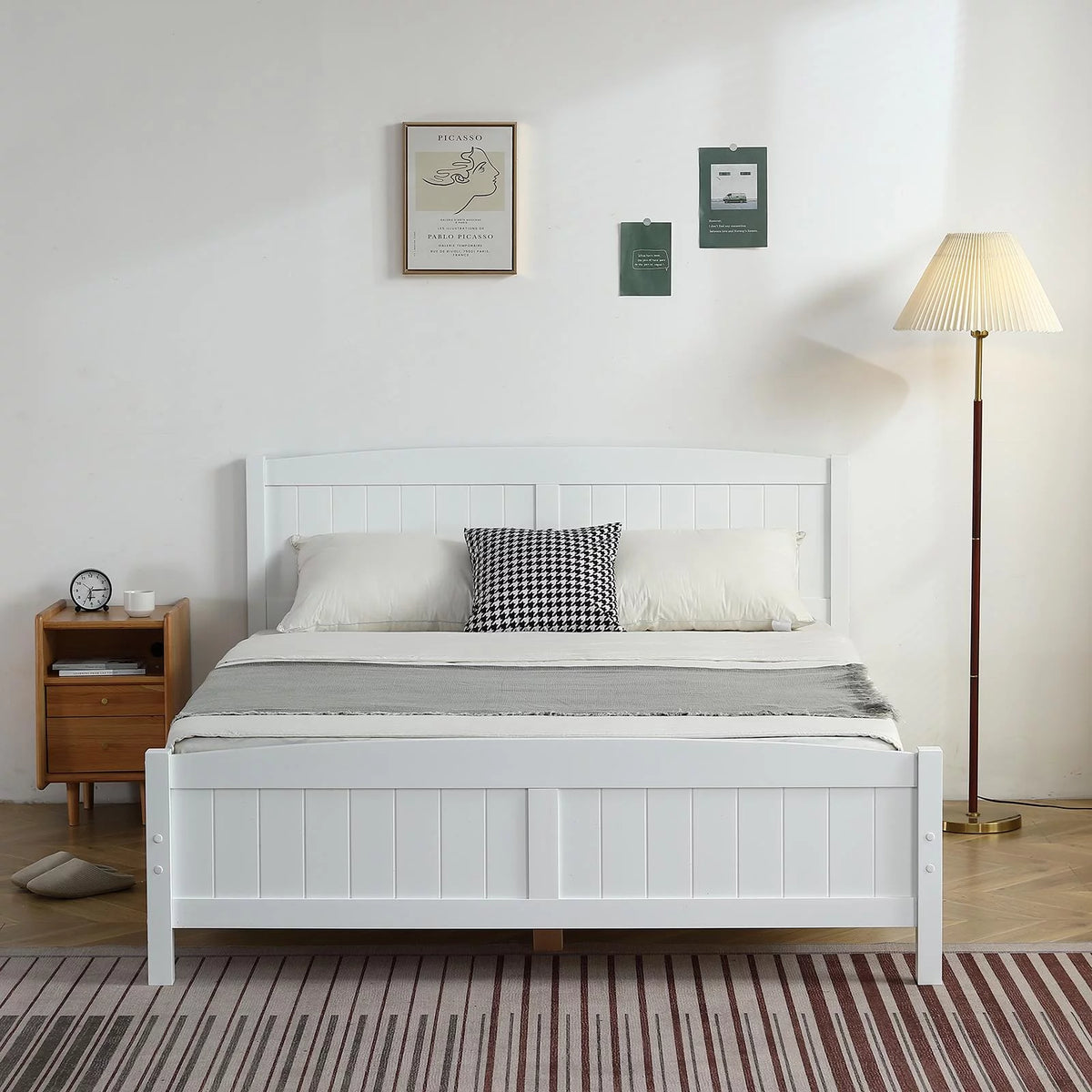 Queen Solid Pine Wood Platform Bed Frame with Headboard T31177