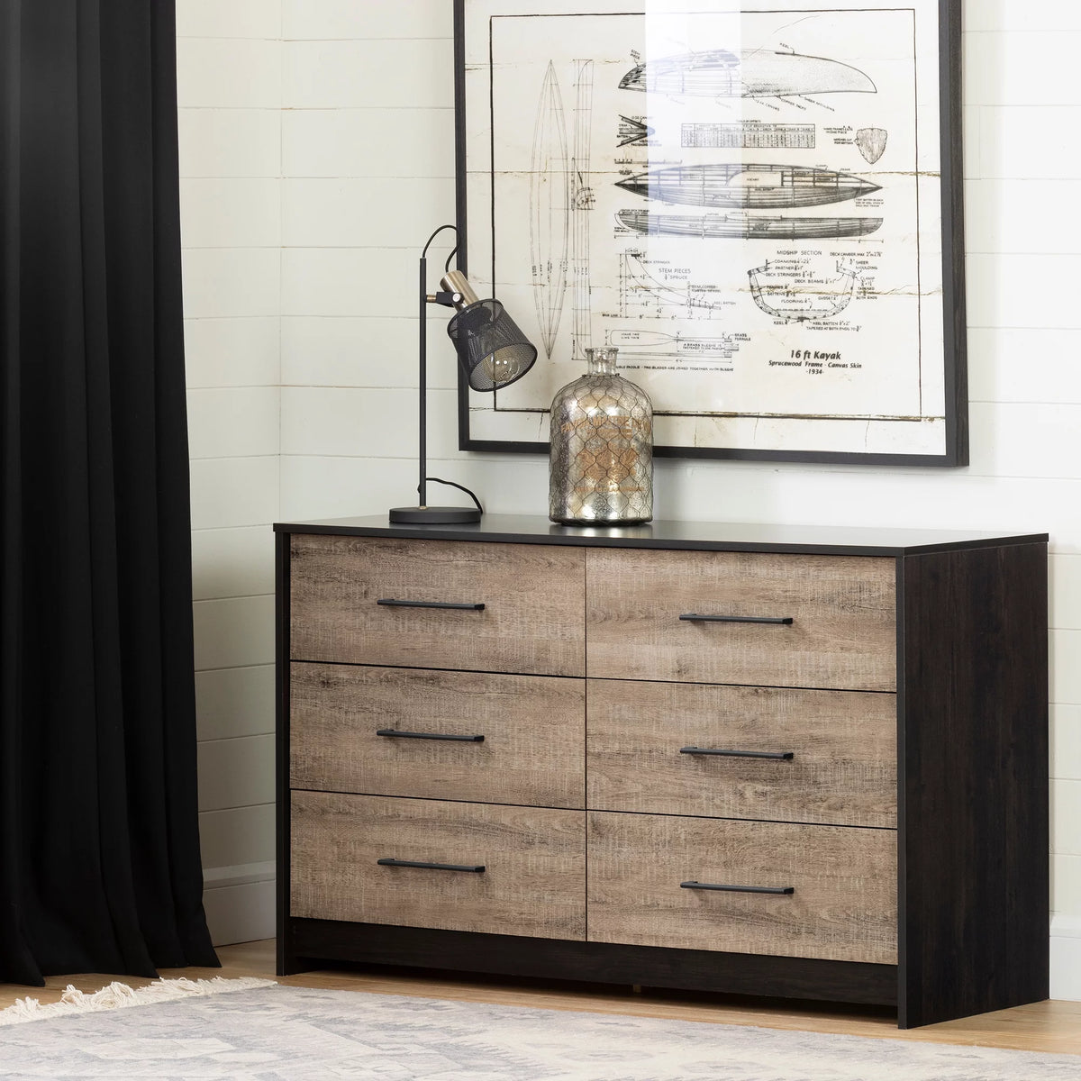 6 Drawer Double Dresser J5296