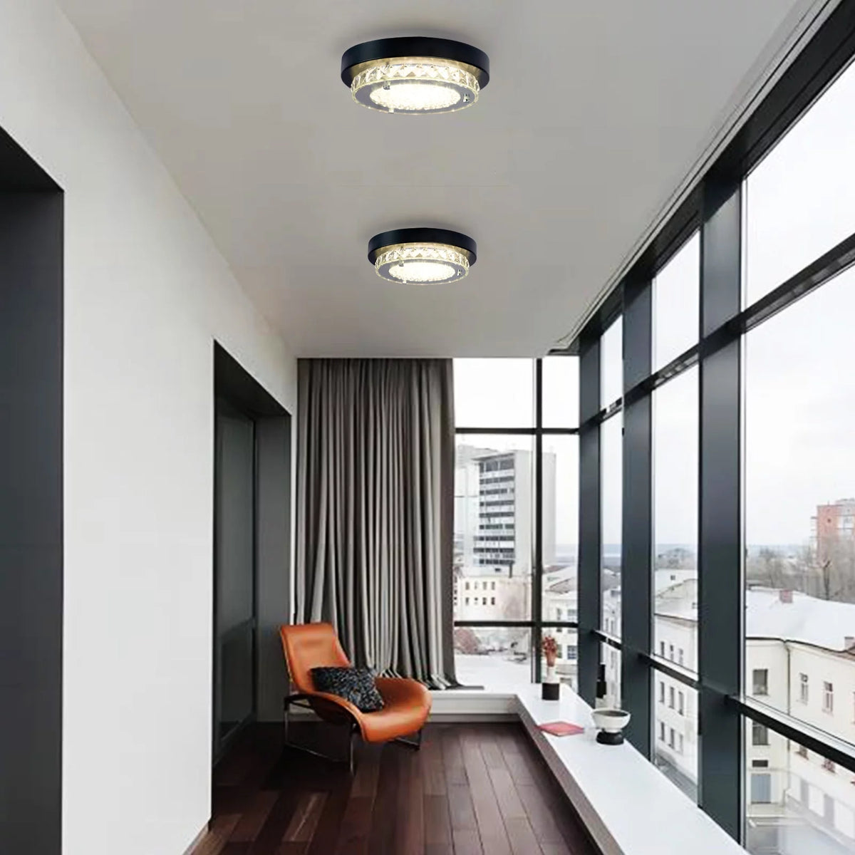 Black Crystal Flush Mount Ceiling Light F321626