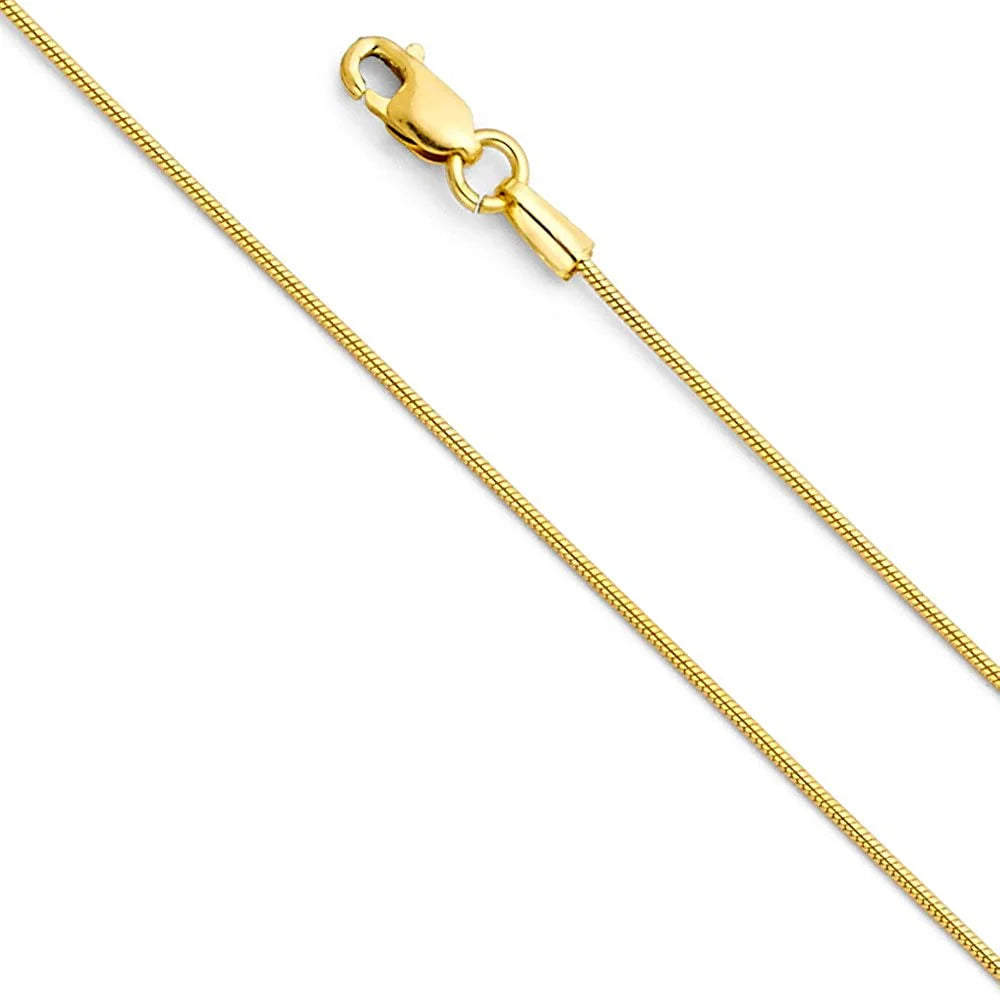 14K Yellow Gold Polished Love Heart Shaped Locket Pendants with 0.8mm Snake Chain O5878
