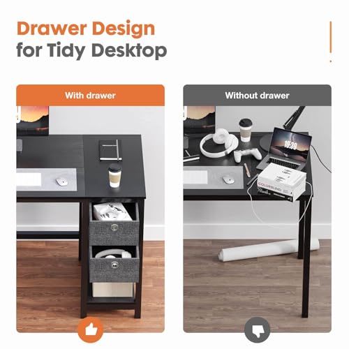 Modern Minimalist Writing Desk with 2 Drawers Storage Particle Board (40in) V933612