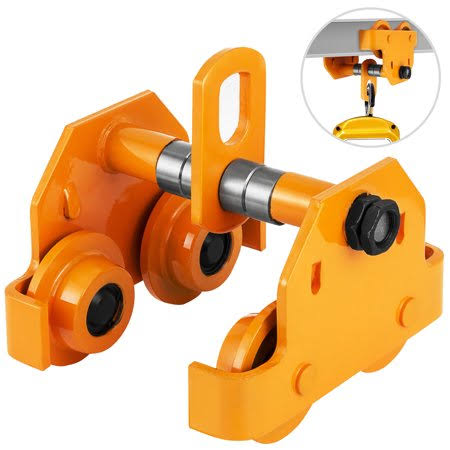 Heavy Duty Manual Trolley 2 Ton Capacity Plain Trolley 4000lbs Push Beam Track Roller Trolley Crane Lift Dual Wheels Garage Hoist for Straight C281656