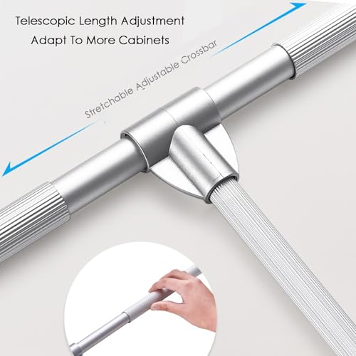 Pull Down Closet Rod Organizer Storage Rack Lift Buffer Extendable Adjustable Width Space Saving Wardrobe Hanger Silver A990045