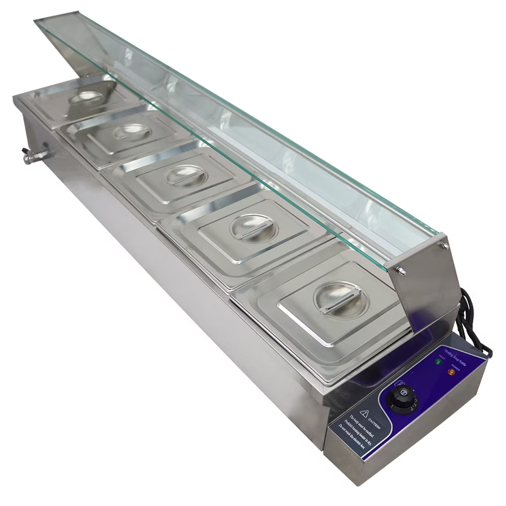 Commercial Canteen Electric Food Warmer 5 Pots Plus Deep P332984
