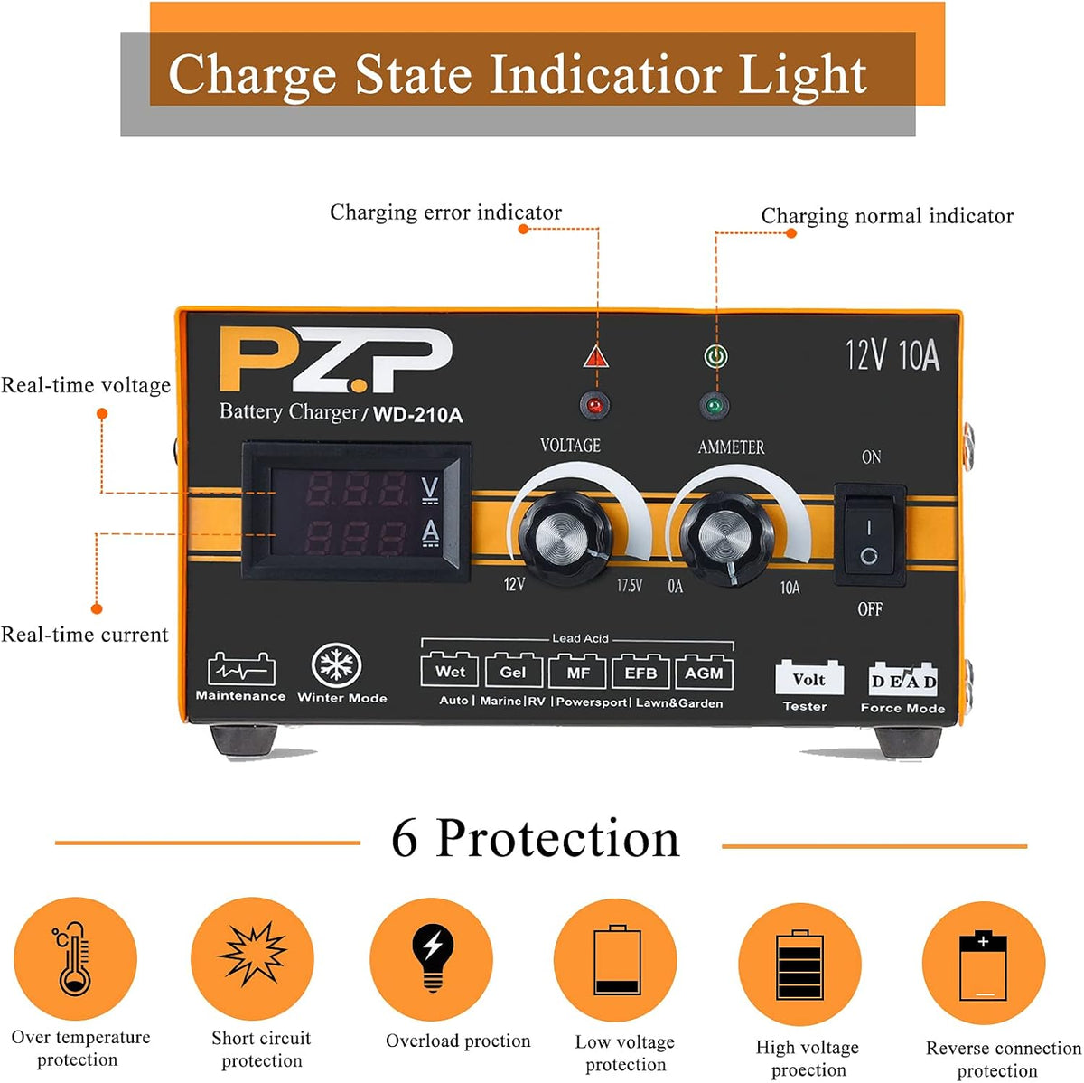 12 Volt 10A Automatic Battery Charger I7259