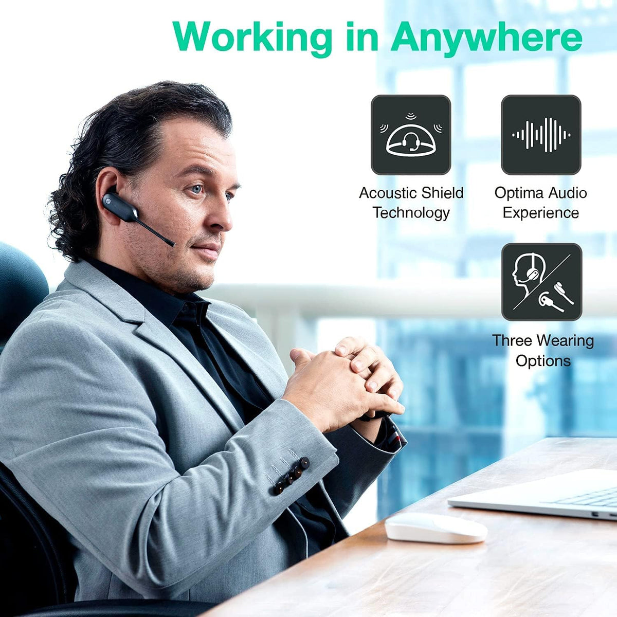Wireless Noise Canceling Headset and Webcam J13066