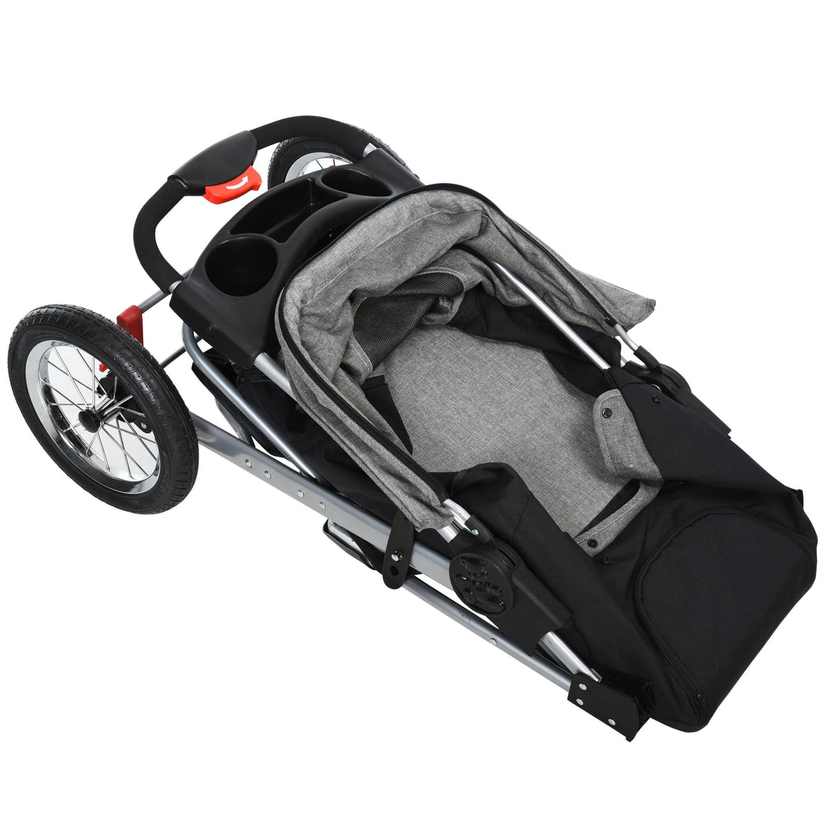 Grey Folding Pet Stroller with Adjustable Canopy H76883