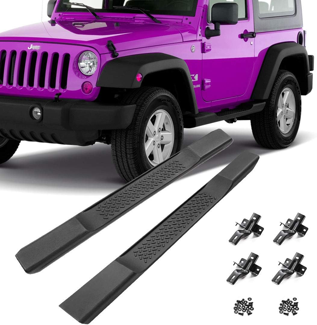 Matte Black 2pcs Side Steps for Jeep Wrangler JK 2-Door D530404