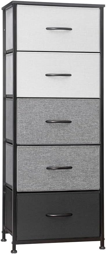 5 Drawers Brown Fabric Vertical Dresser Storage Tower E178