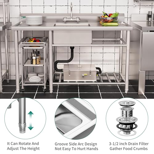 Freestanding Stainless-Steel Single Bowl Commercial Sink Z177