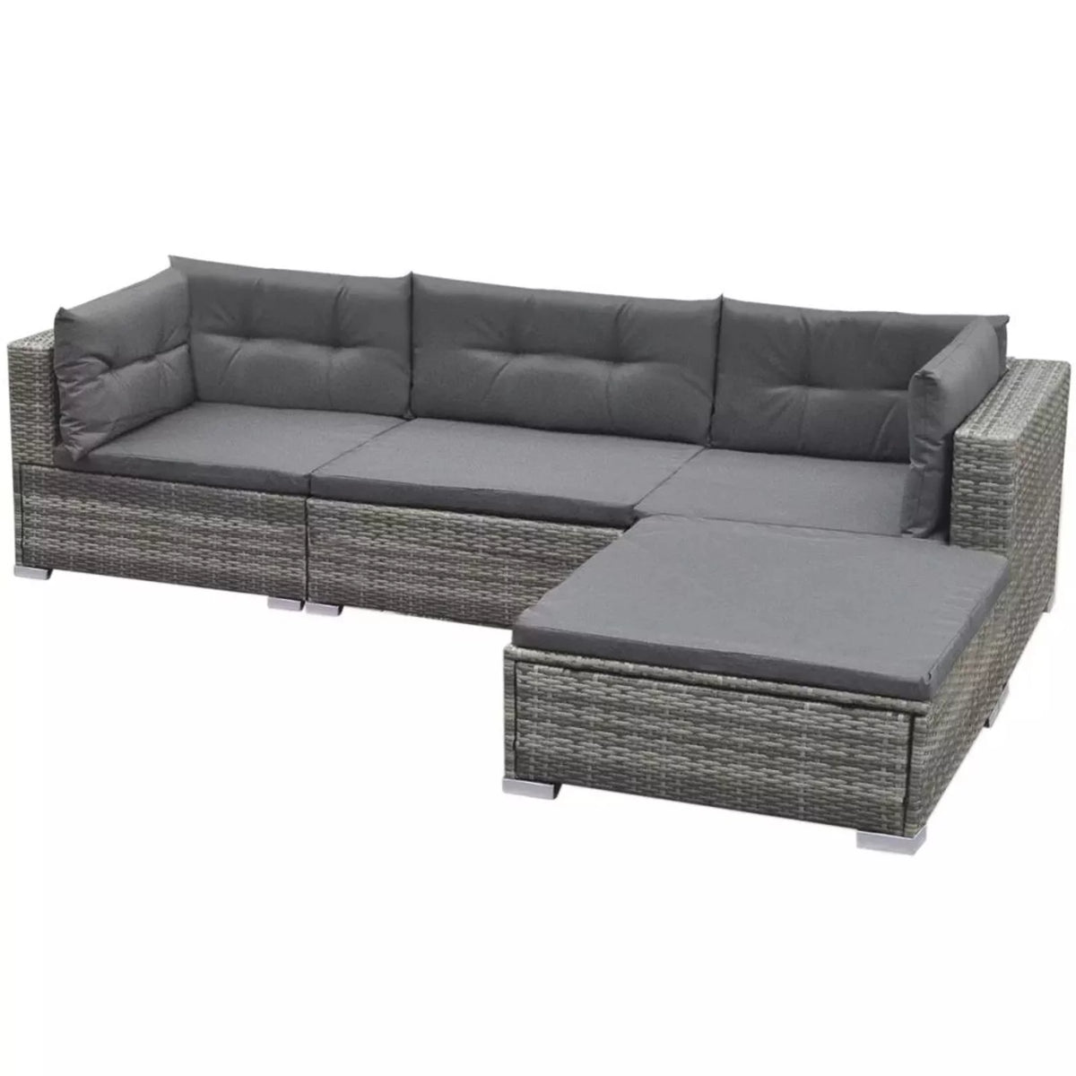 5 Piece Gray Poly Rattan Sectional Sofa Set with Tea Table F78088