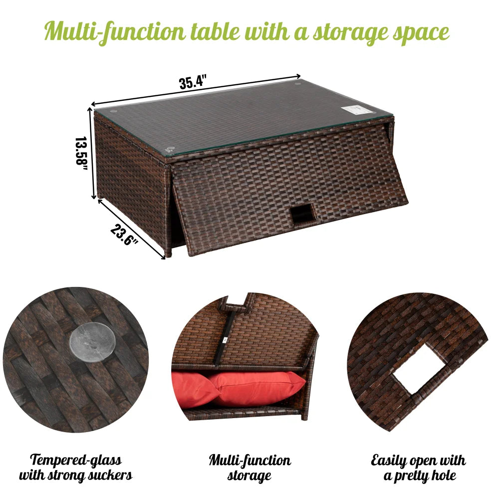 Brown PE Rattan Wicker Sectional Cushioned Sofa Set W321