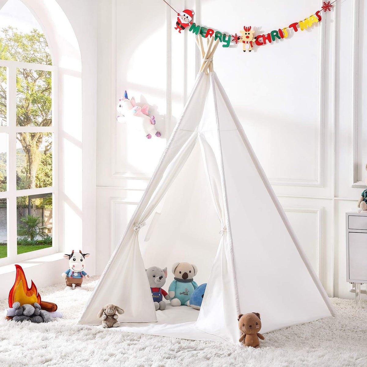 6 Feet Kids Teepee Play Tent with Carrying Bag I890778