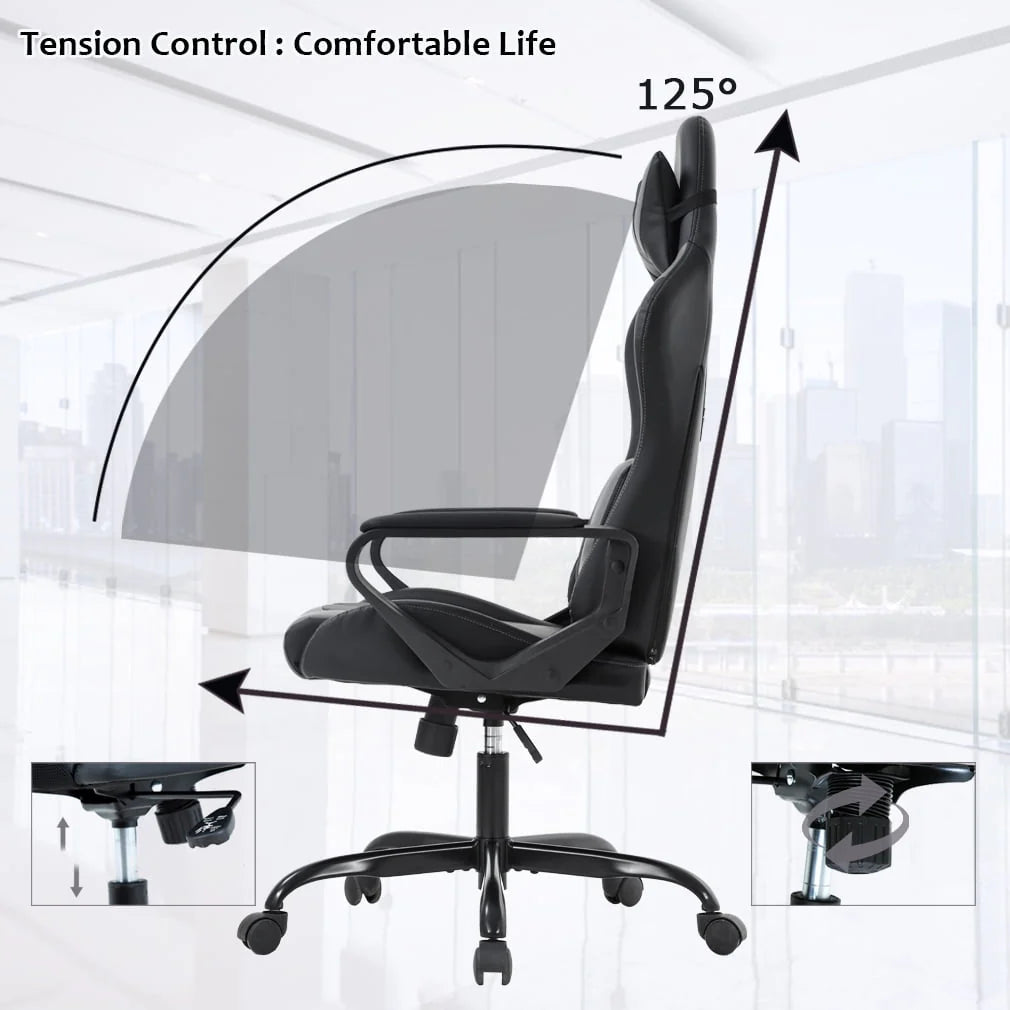 White PU Leather Ergonomic Swivel Office Chair O783364