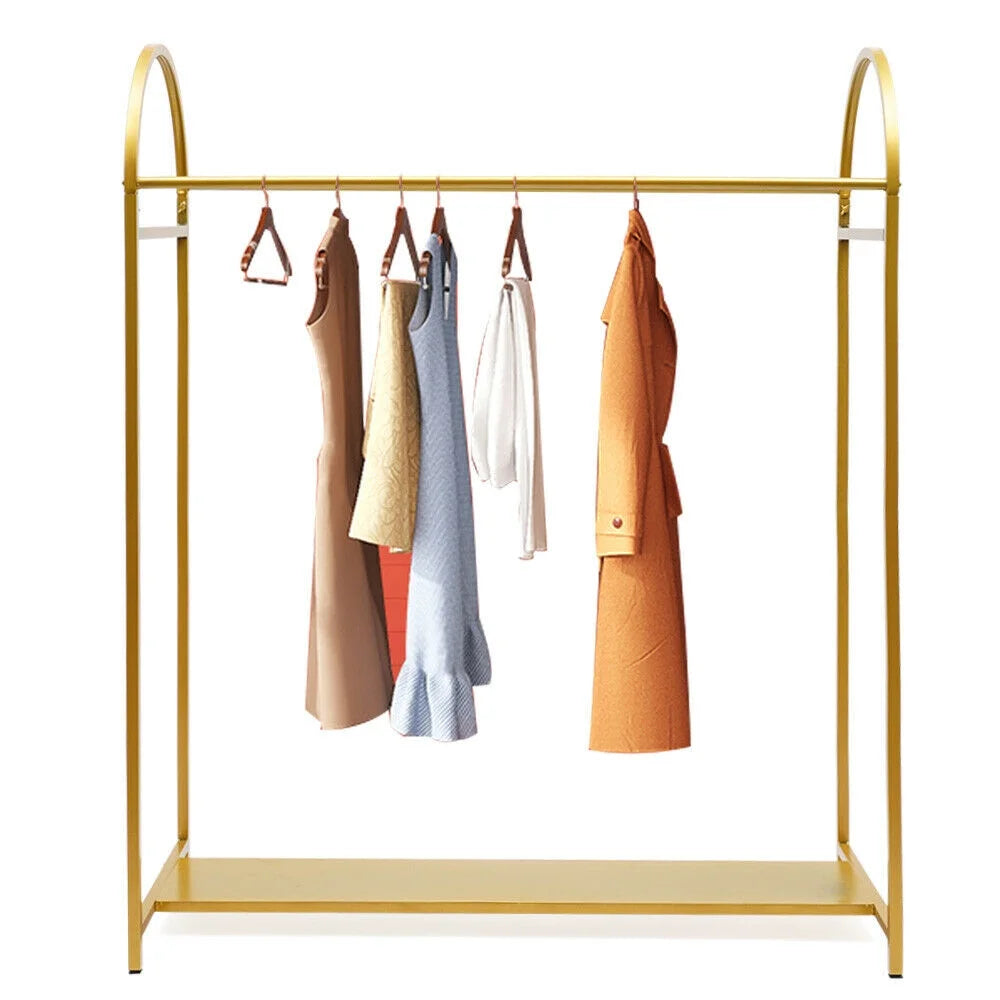 Gold Garment Rack with Iron Board Arched Stand Floor Hanger Storage Rack 1.5m Height N321389