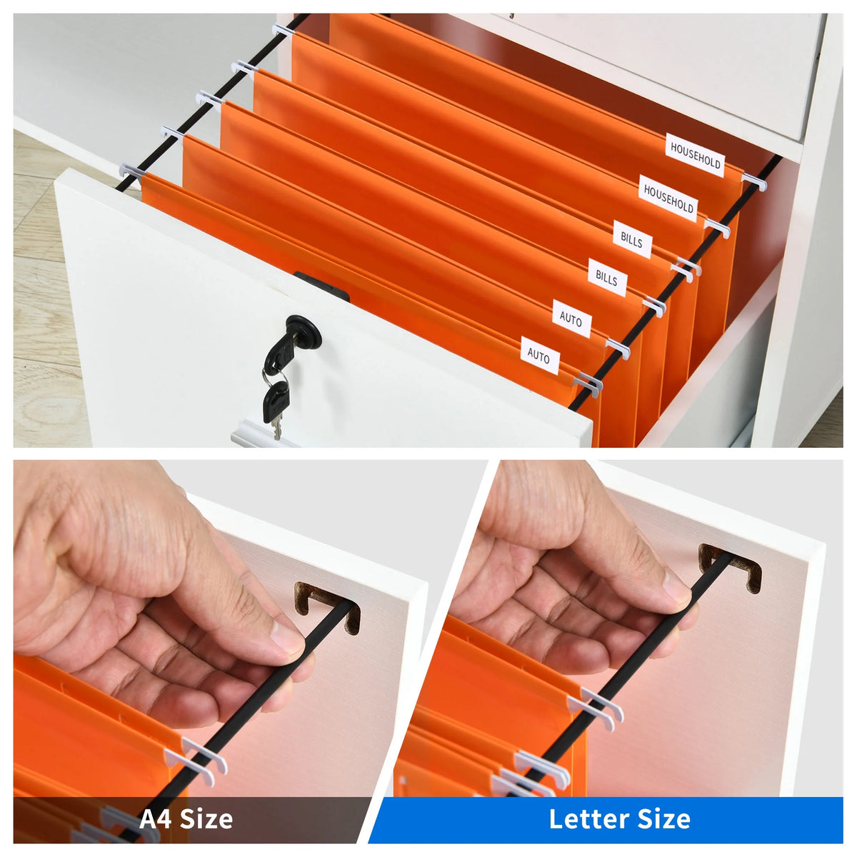 White 3 Drawer File Cabinet with Charging Station J607917