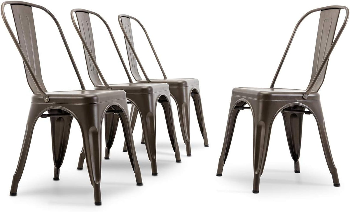 Stackable Metal Dining Chairs Set of 4 Red D420422