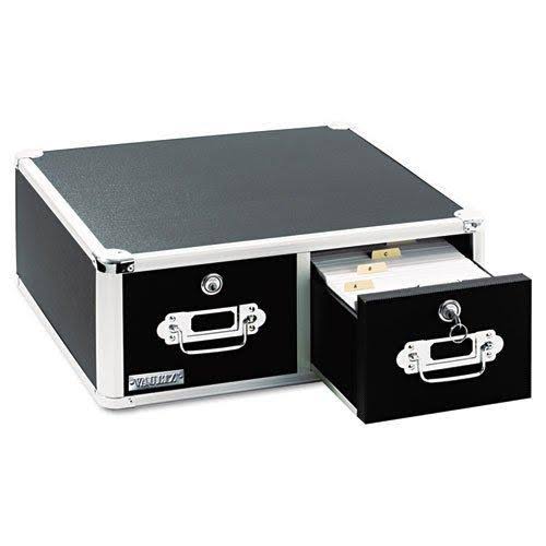Locking 4 x 6 Index Card Cabinet, Double Drawer, Black E75445