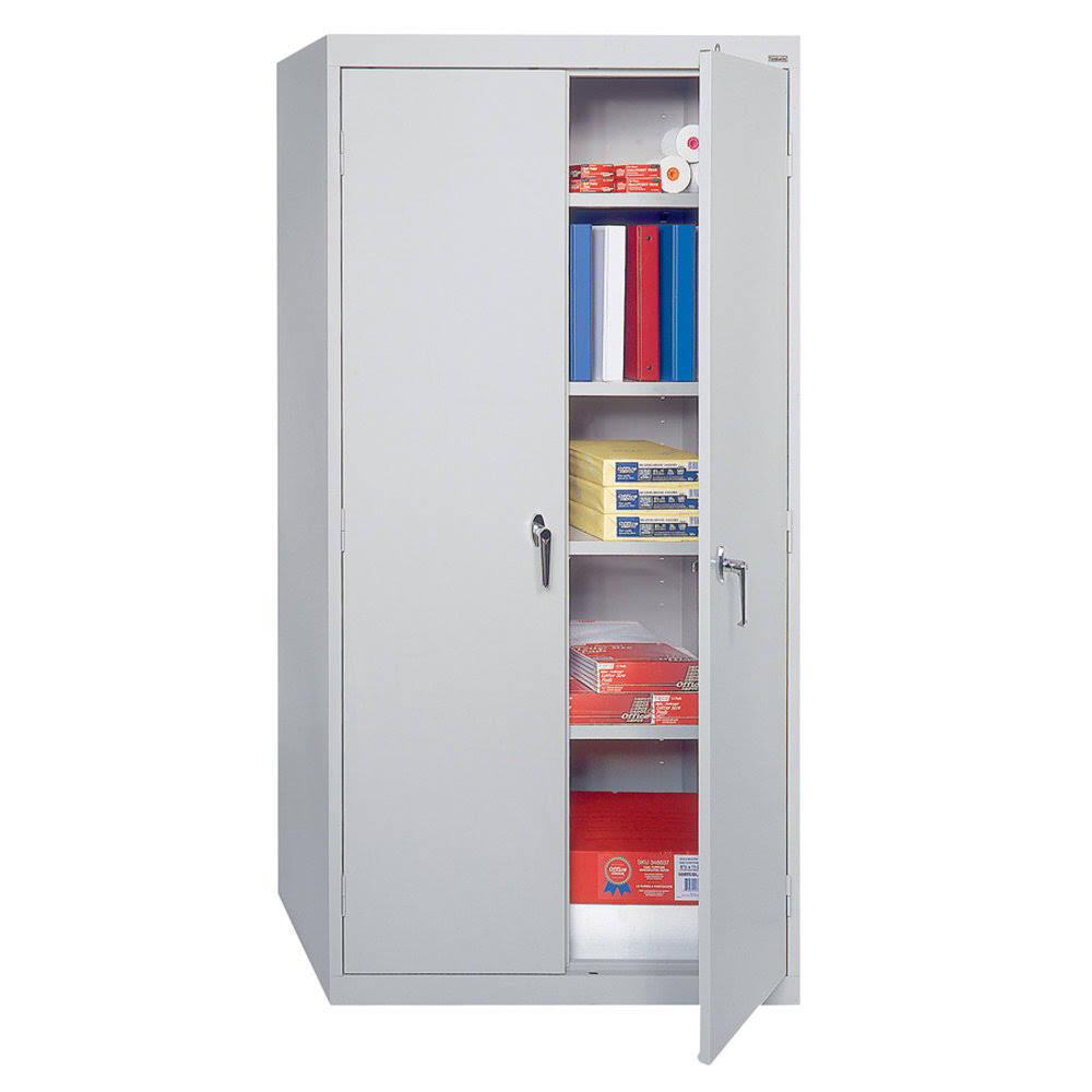 Steel Storage Cabinet, 4 Adjustable Shelves, Dove Gray P8002