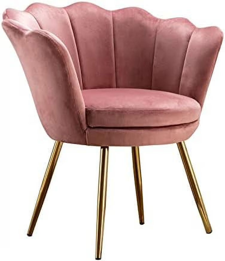 Cream White Velvet Shell Shaped Accent Chair H1037