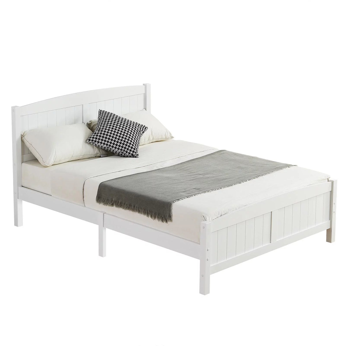 Queen Solid Pine Wood Platform Bed Frame with Headboard T31177