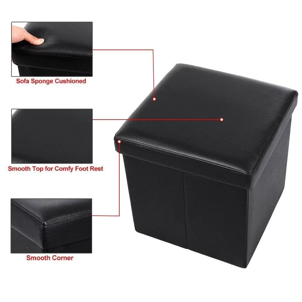 15 Inches Folding Storage Ottoman Black F127795