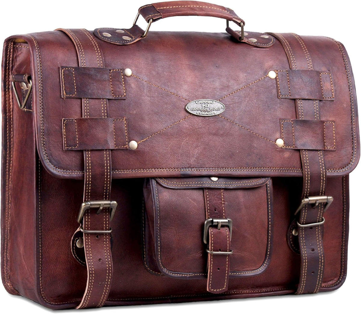 Leather Messenger Bag Laptop Computer Satchel Distressed (12 X 16) W30578