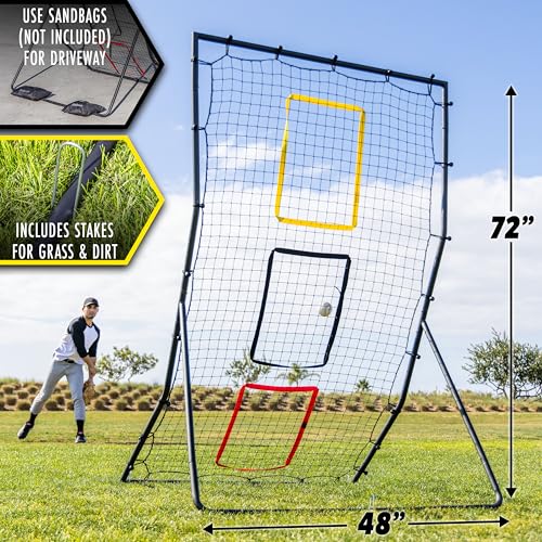 6 x 4 ft Baseball & Softball Rebounder Net with 3 Target Zones O799