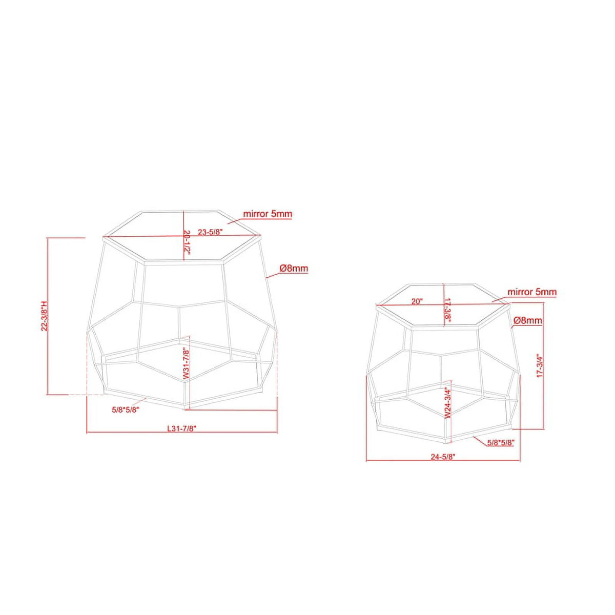 2-Piece Metal Nesting Accent Table Set X1798