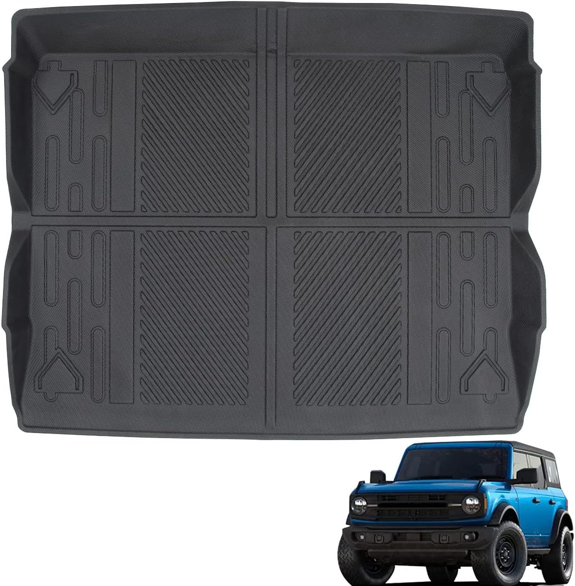 Cargo Liner Trunk Floor Mat for Ford Bronco 2021 2022 All Weather Waterproof TPE Pack of 2 O3497