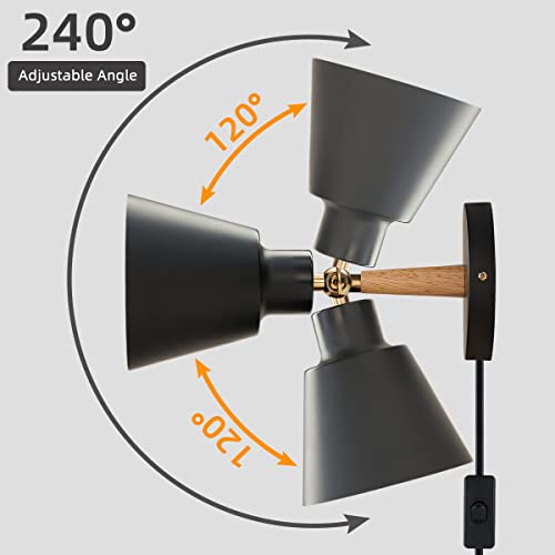 Black Nordic Wooden Plug in Wall Sconces Lighting Fixture (1 Pack) P658