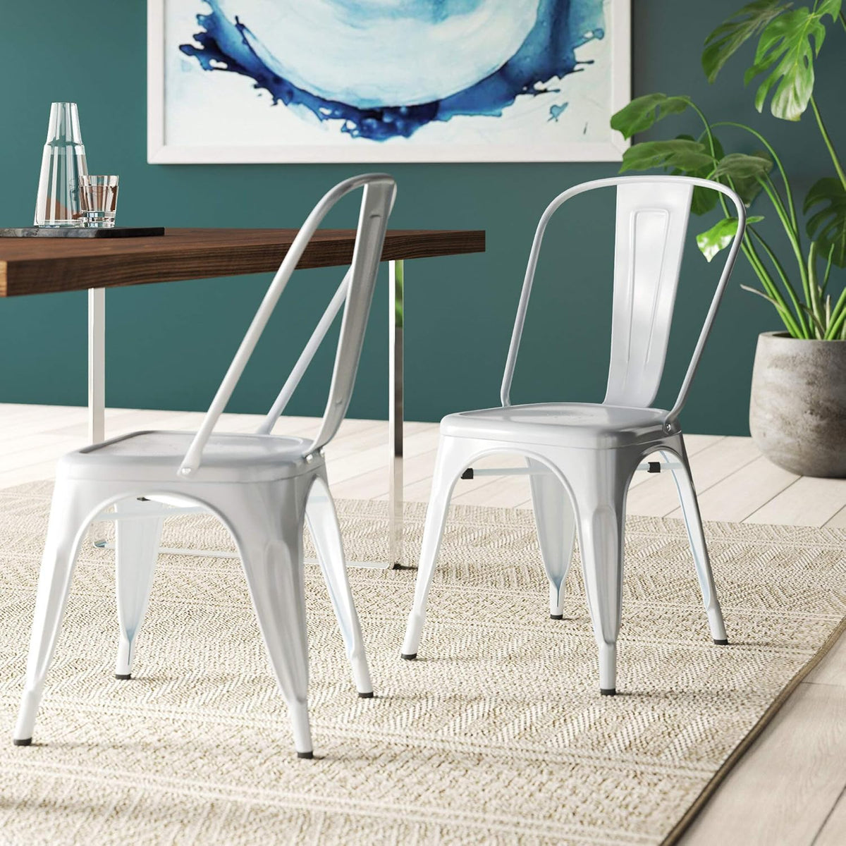 Stackable Metal Dining Chairs Set of 4 Red D420422