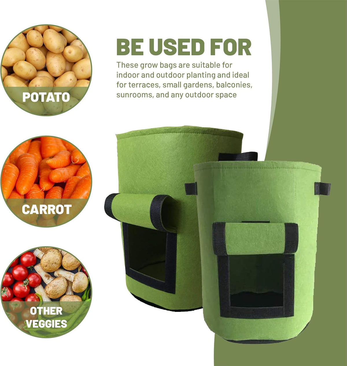 10 Gallon Heavy Duty Non Woven Fabric Planter Bags with Handles S153