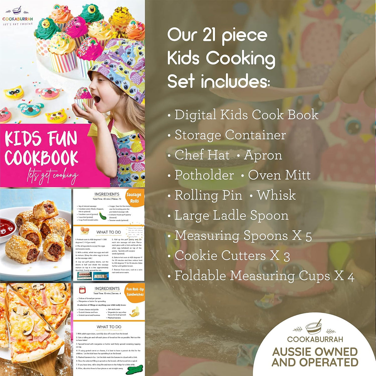 Kids 21 Piece Cooking and Baking Set with Storage Case P9633