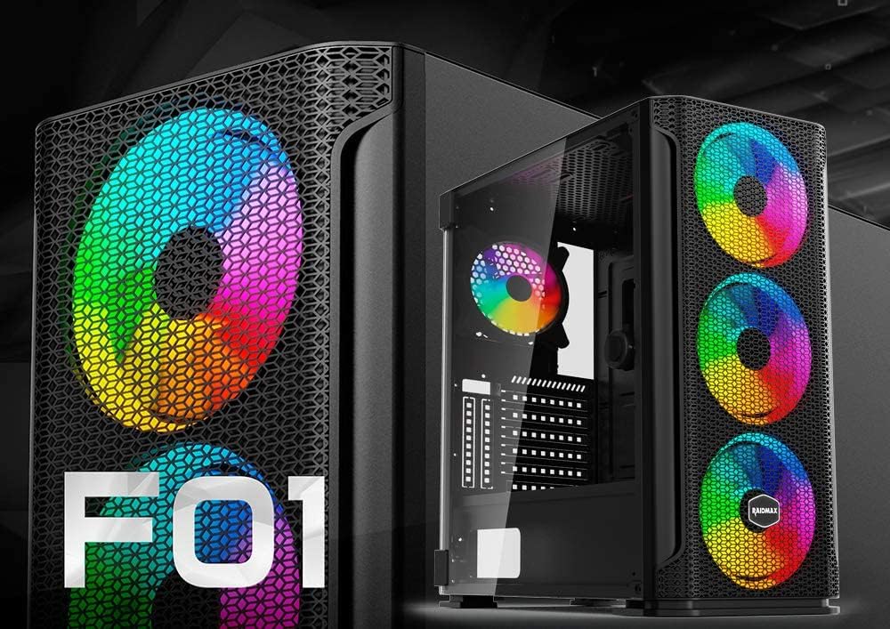 ATX Desktop Computer Case with ARGB LED Fans and Tempered Glass Side Panel Pack of 2 P2793