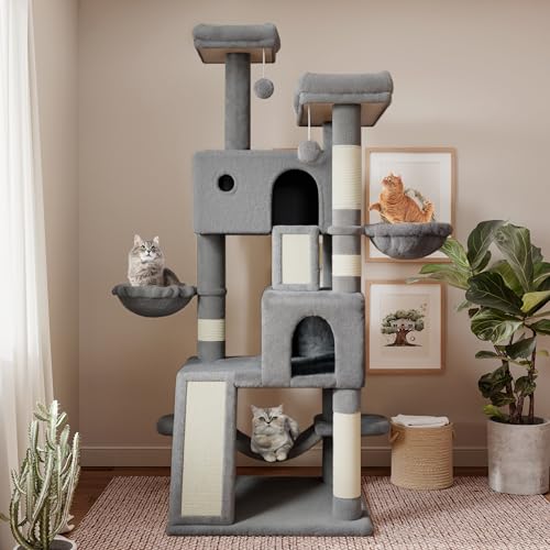 Grey Multi-Level Cat Tree with Scratching Posts X777710