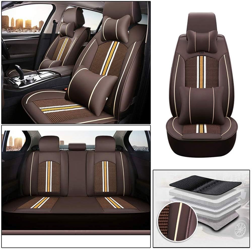 Custom Car Seat Cover Full Set Needlework PU Leather Black White X173