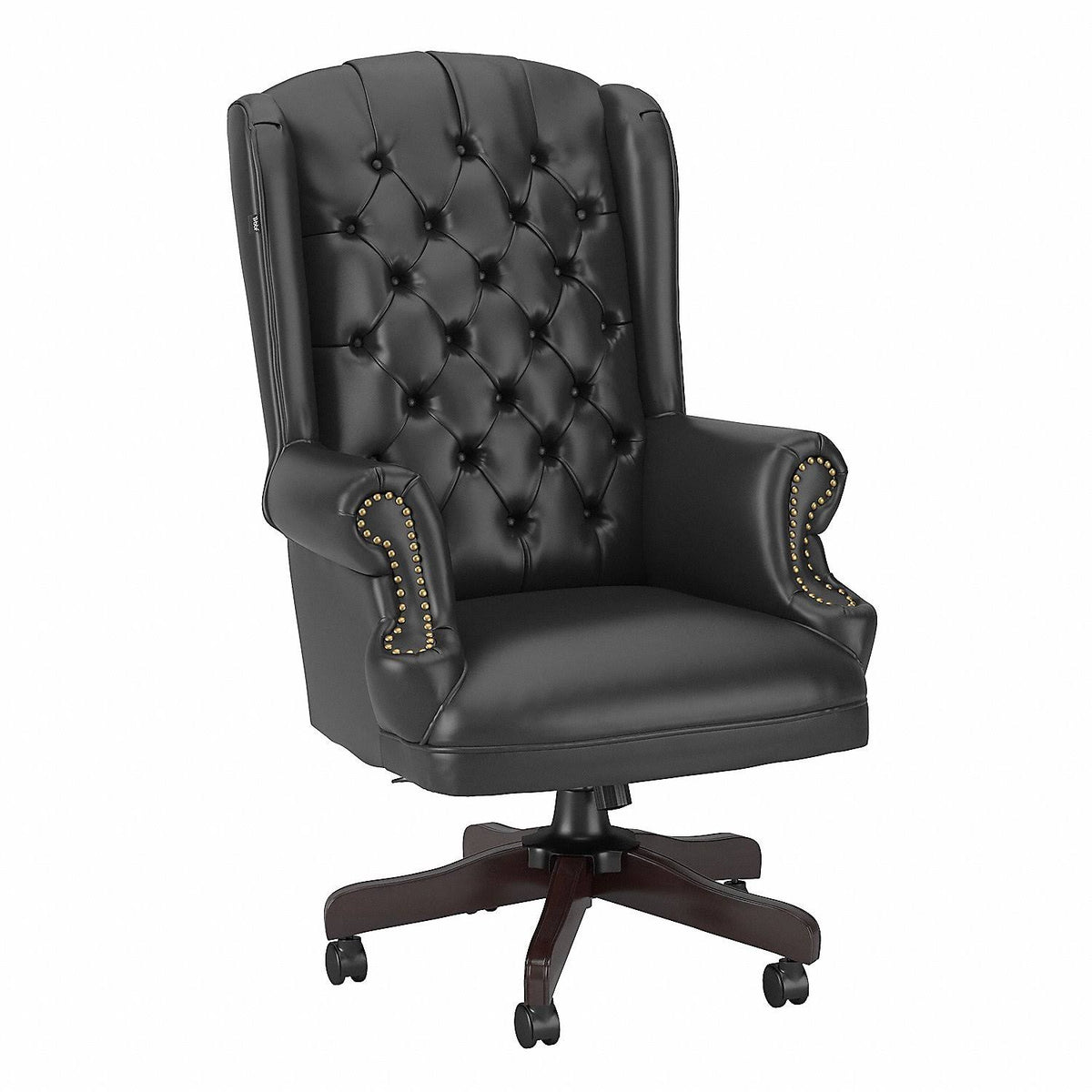Black Leather Executive Office Chair with Nailhead Trim G5661