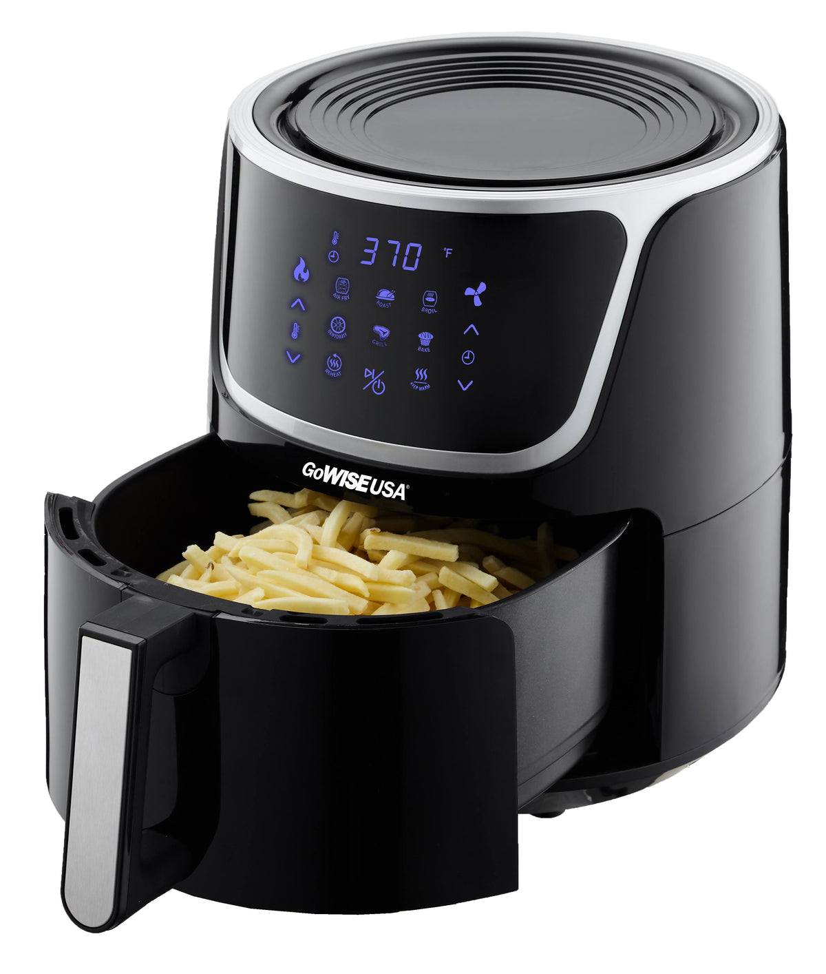 7 qt Electric Air Fryer with Dehydrator Black Silver W7426