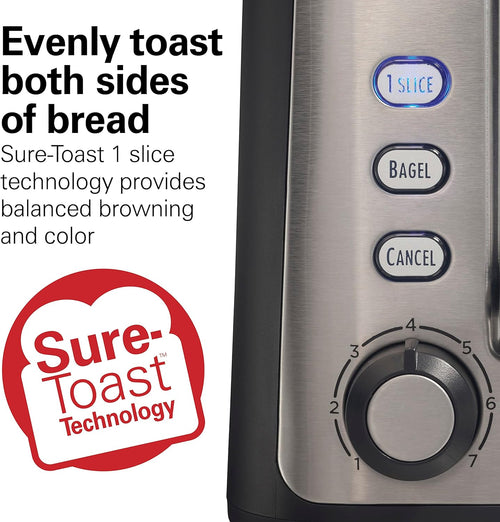 2 Slice Slot Toaster with Extra Long & Wide Slots, Matte Black and Stainless Steel P845
