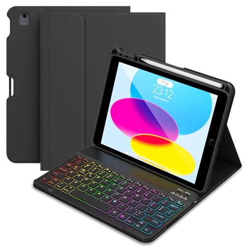 Bluetooth Wireless Keyboard Case for iPad 10.2 9th/8th/7th Gen with Pencil Holder S1048