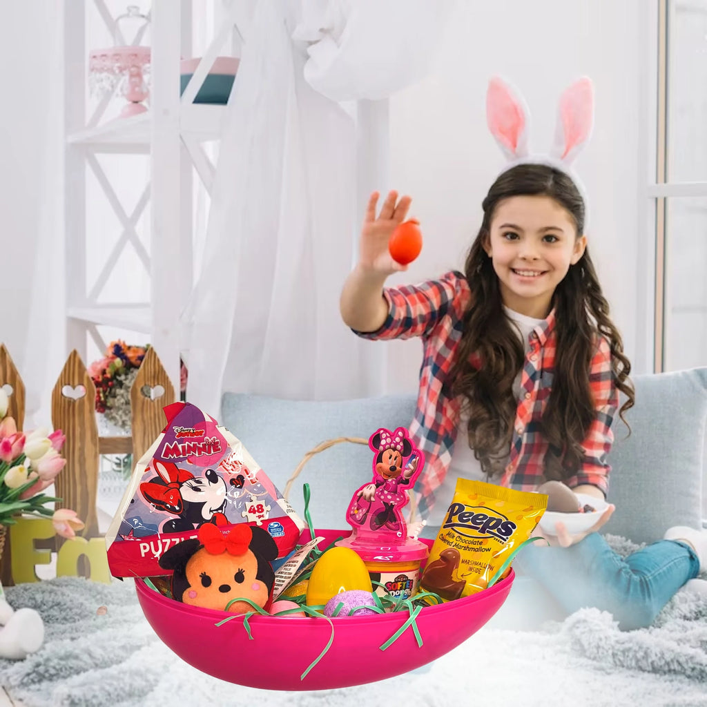 Jumbo Egg with Minnie Mouse Plush Toy Kiddy Dough Figure Eggs Candies Reusable Plastic Egg-Shaped Container V422