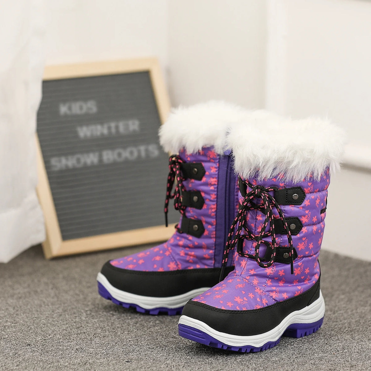 Winter Mid Calf Knee High Waterproof Snow Boots Nordic Purple Size 10 A20292