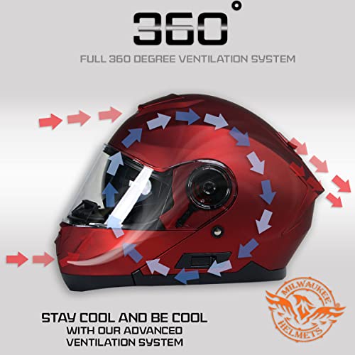 Red Advanced Motorcycle Modular Helmet with Drop Down Visor - Large T39562