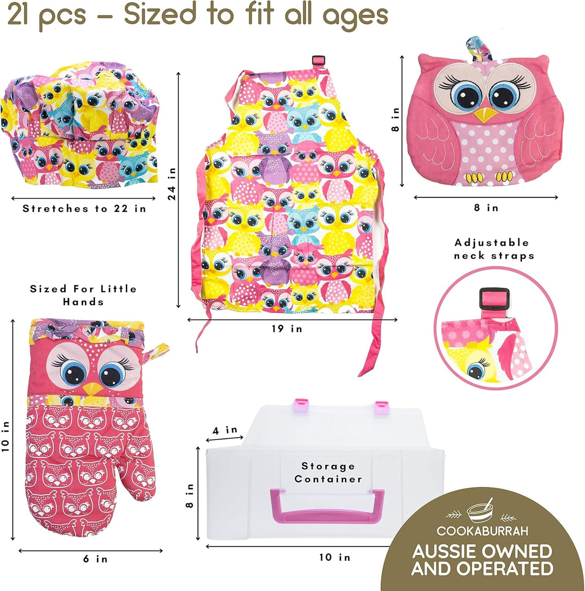 Kids 21 Piece Cooking and Baking Set with Storage Case P9633